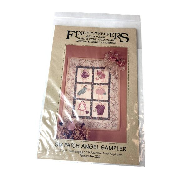 Finders Keepers Six Patch Angel Sampler Quilt Pattern Angel Applique Pattern 222 - Picture 2 of 3
